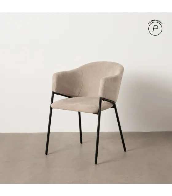 SILLA BEIGE TEJIDO-METAL 54 X 60 X 78 CM