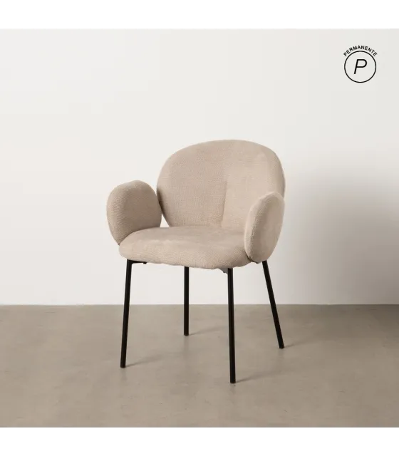 SILLA BEIGE TEJIDO-METAL 66 X 60 X 79 CM