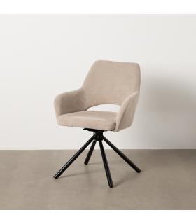 SILLA BEIGE GIRATORIO TEJIDO-METAL 59,50 X 62 X 83,50 CM