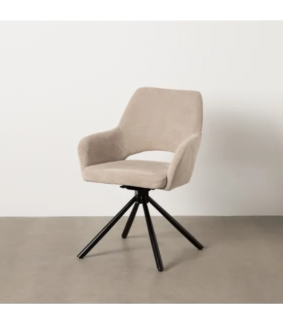 SILLA BEIGE GIRATORIO TEJIDO-METAL 59,50 X 62 X 83,50 CM