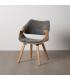 SILLA GRIS-NATURAL TEJIDO-MADERA 61 X 56 X 82 CM