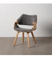 SILLA GRIS-NATURAL TEJIDO-MADERA 61 X 56 X 82 CM