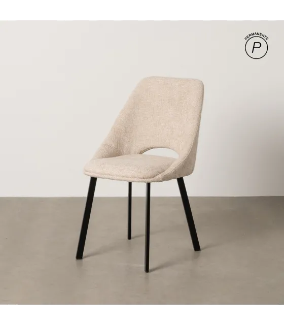 SILLA CREMA TEJIDO-METAL SALÓN 48 X 61 X 85 CM