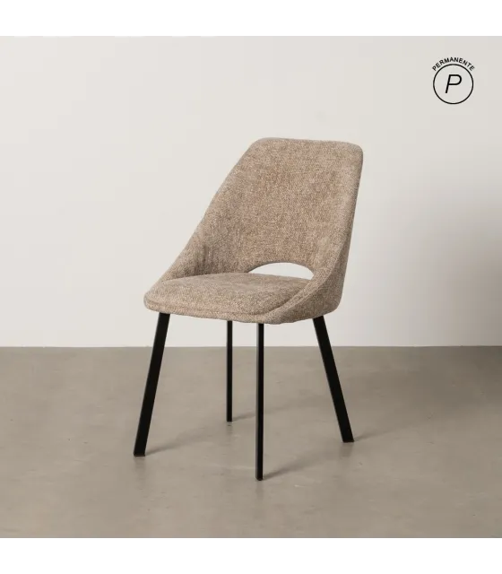 SILLA BEIGE TEJIDO-METAL SALÓN 48 X 61 X 85 CM