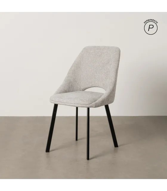 SILLA GRIS TEJIDO-METAL SALÓN 48 X 61 X 85 CM