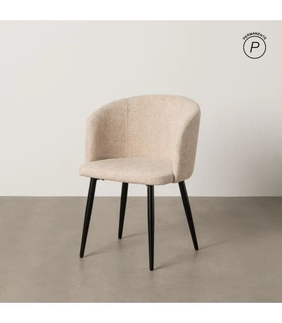 SILLA CREMA TEJIDO-METAL SALÓN 53 X 53 X 77 CM