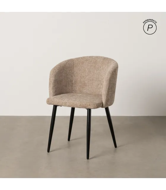 SILLA BEIGE TEJIDO-METAL SALÓN 53 X 53 X 77 CM