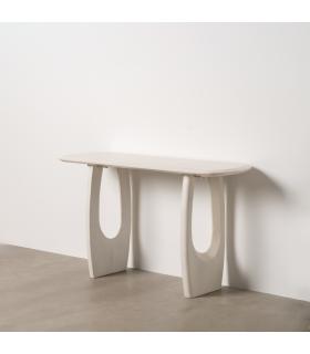 CONSOLA BLANCO ROZADO MADERA DE ACACIA 130 X 46 X 76 CM