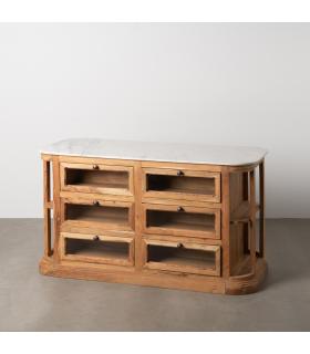 ISLA NATURAL MÁRMOL/MADERA COCINA 155 X 70 X 88 CM