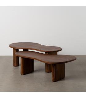 S/2 MESA CENTRO MADERA DE MANGO SALÓN 110 X 60 X 40 CM