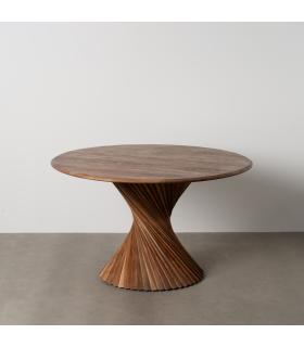 MESA COMEDOR MARRÓN MADERA DE ACACIA 130 X 130 X 76 CM