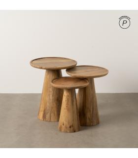 S/3 MESA CENTRO MIEL MADERA DE MANGO 46 X 46 X 56 CM