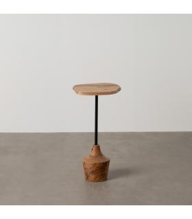 MESA AUXILIAR NATURAL MADERA DE ACACIA 35 X 35 X 65 CM