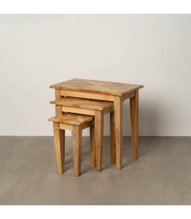 S/3 MESITAS NATURAL MADERA DE MANGO 56 X 35 X 54 CM