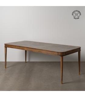 MESA COMEDOR MADERA-MICROCEMENTO SALÓN 220 X 100 X 76 CM