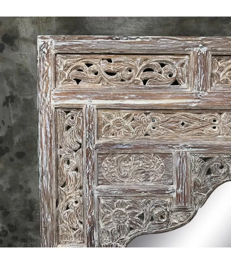 Ancient Mirror White Teka Wood 6 x 223 x 130 cm