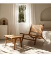 Natural wood footrest 60.5 x 45 x 35.5 cm