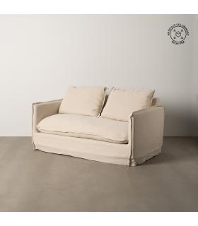 SOFÁ 2 PLAZAS CREMA TEJIDO-MADERA 160 X 95 X 85 CM