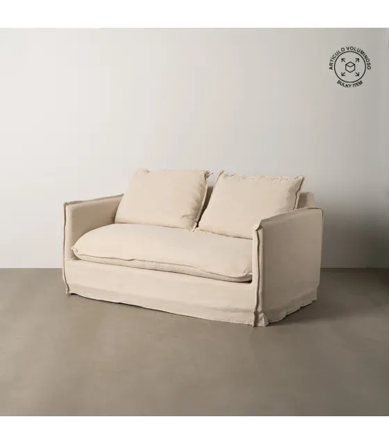 SOFÁ 2 PLAZAS CREMA TEJIDO-MADERA 160 X 95 X 85 CM