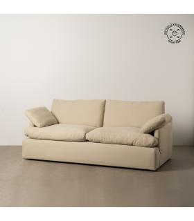 SOFÁ 3 PLAZAS BEIGE TEJIDO-MADERA 212 X 100 X 83 CM