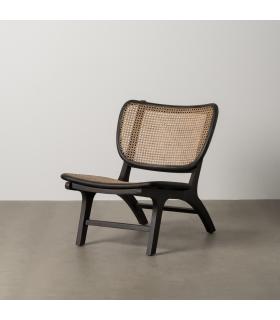 SILLÓN NEGRO RATÁN/MADERA SALÓN 84 X 58 X 74 CM