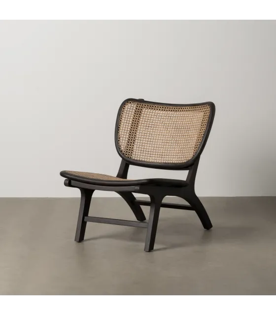 SILLÓN NEGRO RATÁN/MADERA SALÓN 84 X 58 X 74 CM