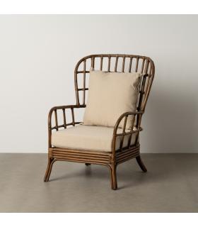 SILLÓN MARRÓN RATÁN DECORACIÓN 82 X 78 X 108 CM