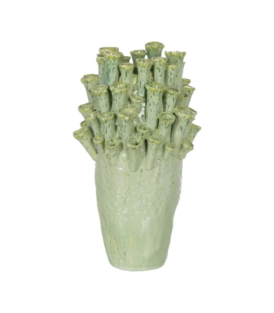 JARRÓN VERDE CERÁMICA DECORACIÓN 28,50 X 27,50 X 46,50 CM