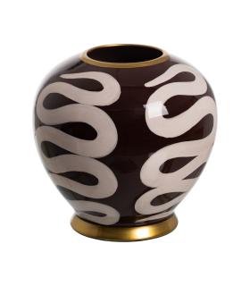 JARRÓN BLANCO-MARRÓN PORCELANA 20 X 20 X 21 CM