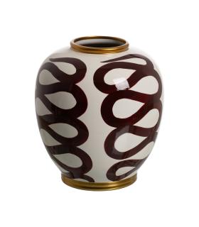 JARRÓN BLANCO-MARRÓN PORCELANA 25 X 25 X 29 CM