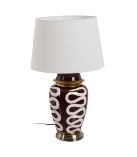 LÁMPARA MESA BLANCO-MARRÓN PORCELANA 24 X 24 X 50 CM