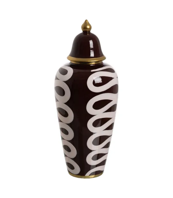 TIBOR BLANCO-MARRÓN PORCELANA DECORACIÓN 19 X 19 X 48 CM