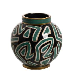 TIBOR NEGRO-VERDE PORCELANA DECORACIÓN 26 X 26 X 26 CM