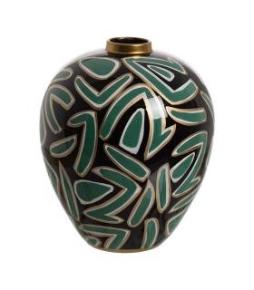 JARRÓN NEGRO-VERDE PORCELANA DECORACIÓN 28 X 28 X 34 CM
