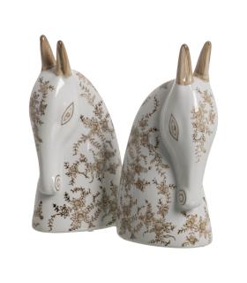 FIGURA CABALLO 2/M BLANCO-MARRÓN 14 X 8 X 26 CM