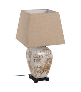 LÁMPARA MESA BLANCO-MARRÓN PORCELANA 22 X 22 X 45 CM