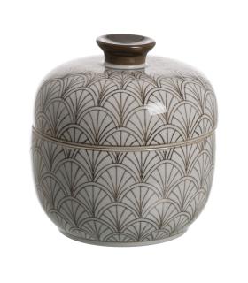 CAJA BLANCO-MARRÓN PORCELANA DECORACIÓN 18 X 18 X 19 CM