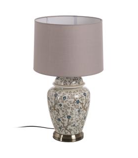 LÁMPARA MESA BLANCO-GRIS PORCELANA 23 X 23 X 44 CM