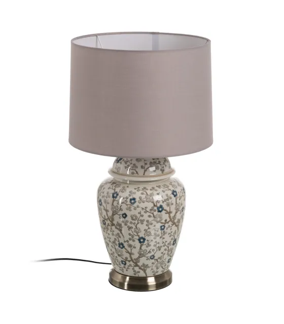 LÁMPARA MESA BLANCO-GRIS PORCELANA 23 X 23 X 44 CM
