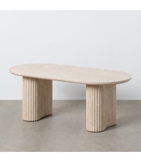 MESA CENTRO BEIGE PIEDRA MDF DECORACIÓN 120 X 60 X 46 CM