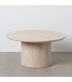 MESA CENTRO BEIGE PIEDRA MDF DECORACIÓN 90 X 90 X 45 CM