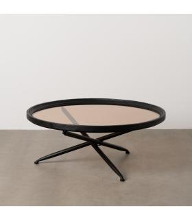 MESA CENTRO NEGRO MADERA-METAL 100 X 100 X 40 CM