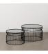 S/2 MESA CENTRO NEGRO METAL-CRISTAL 65 X 65 X 40 CM