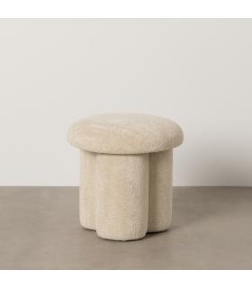 PUF BEIGE TEJIDO SALÓN 41 X 41 X 43 CM