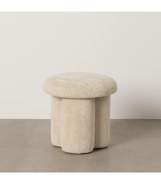 PUF BEIGE TEJIDO SALÓN 41 X 41 X 43 CM
