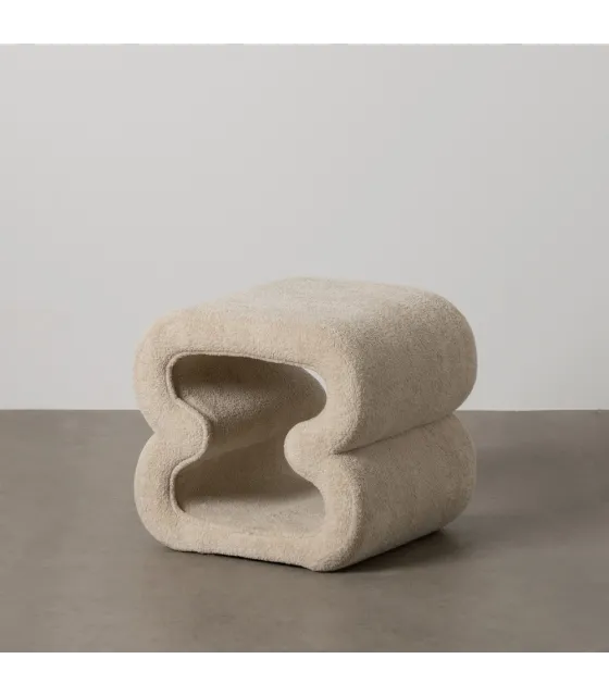 PUF BEIGE TEJIDO SALÓN 45 X 42 X 42 CM
