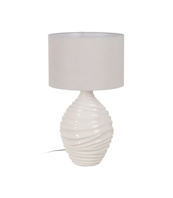 LÁMPARA MESA BLANCO CERÁMICA ILUMINACIÓN 38 X 38 X 67 CM