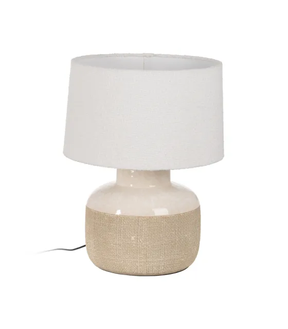 LÁMPARA MESA BEIGE CERÁMICA ILUMINACIÓN 43 X 43 X 56 CM
