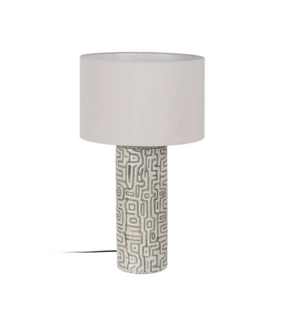 LÁMPARA MESA BLANCO-GRIS CERÁMICA 42 X 42 X 73 CM