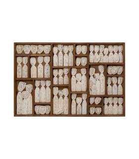 MURAL PARED FIGURAS MARRÓN MADERA 120 X 80 X 6 CM